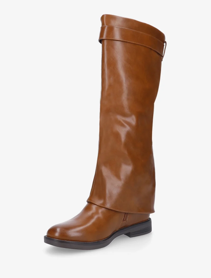 Bottes plates en simili - Camel
