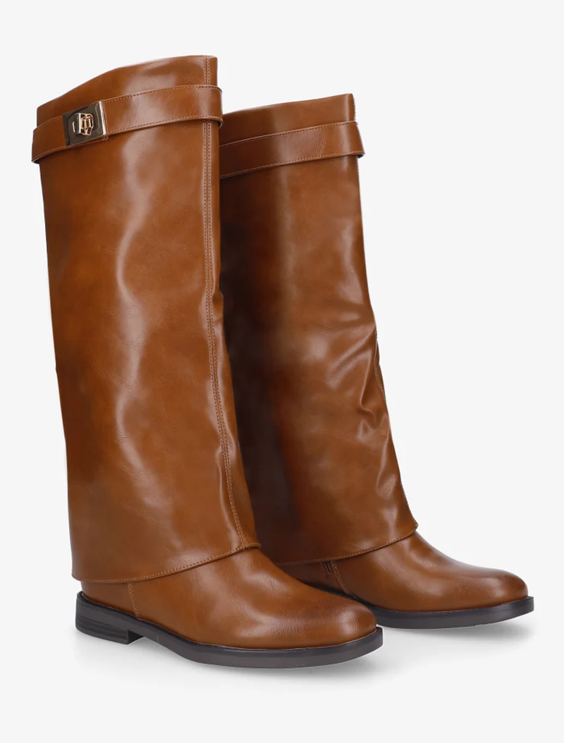 Bottes plates en simili - Camel