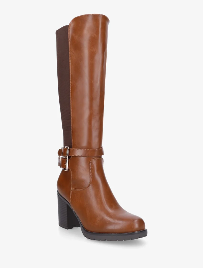 Bottes en simili à double sangles - Camel