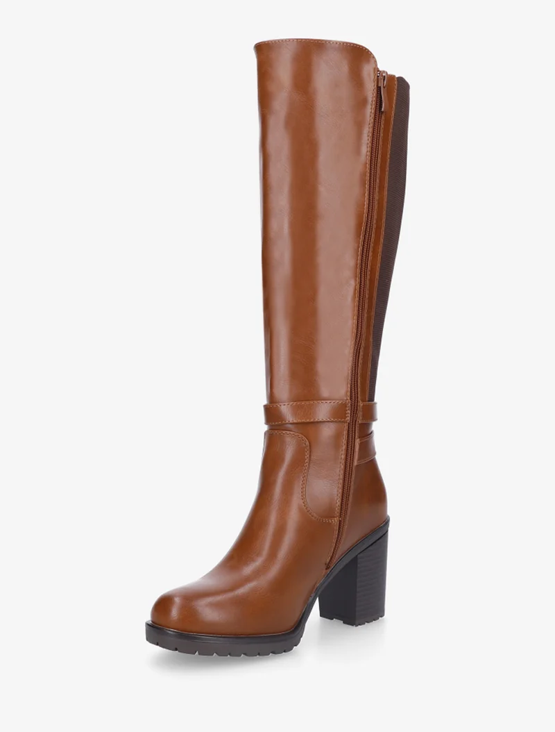 Bottes en simili à double sangles - Camel