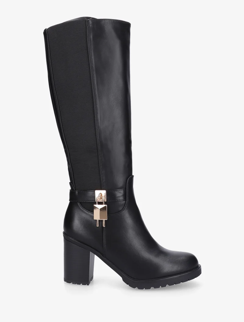 Bottes élastiquées à cadenas décoratif - Noir