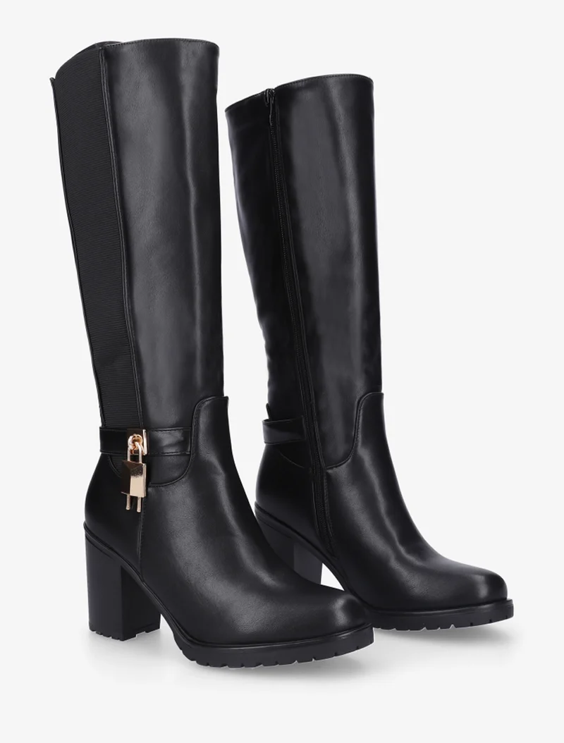 Bottes élastiquées à cadenas décoratif - Noir