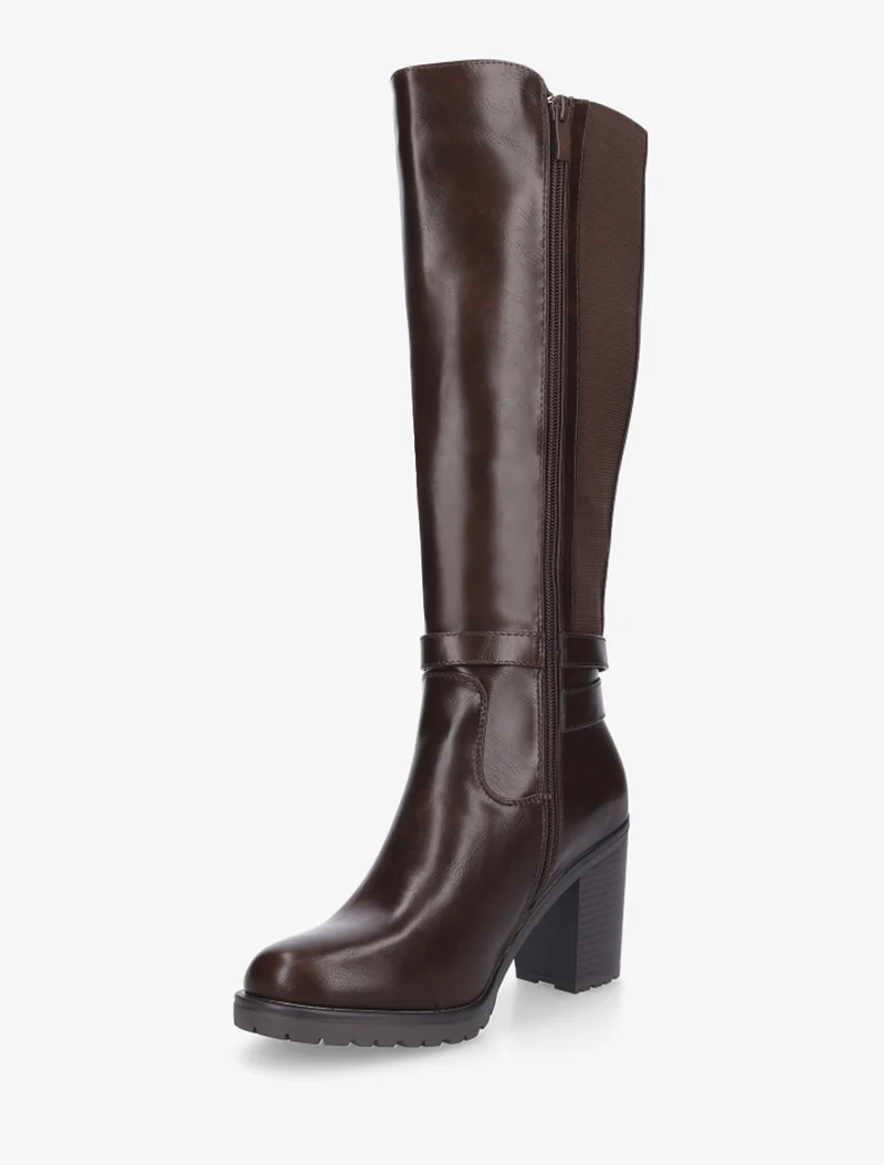 Bottes en simili à double sangles - Marron