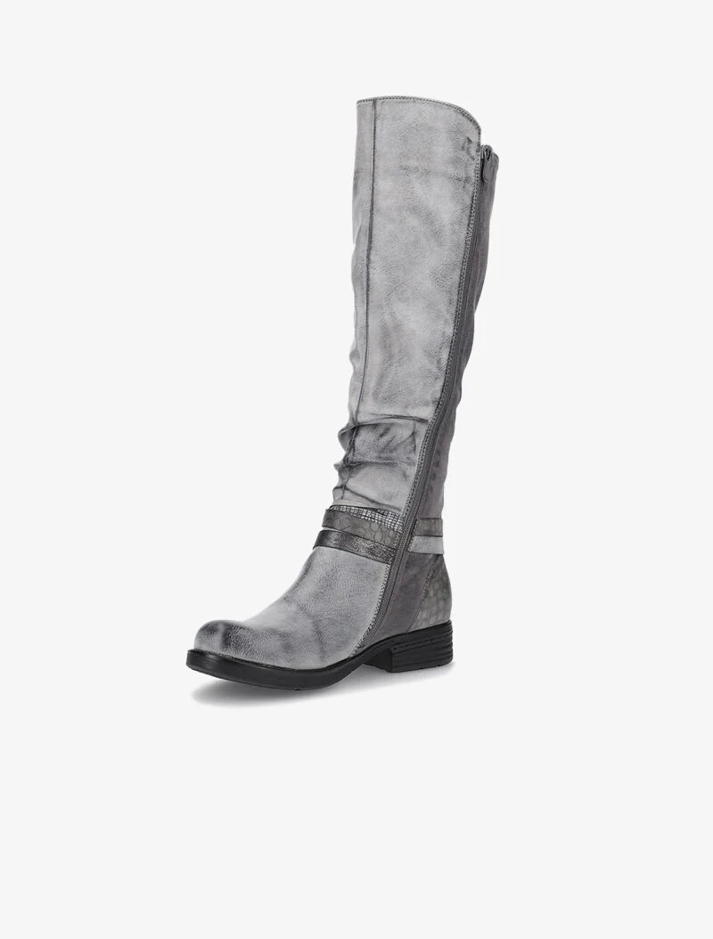 Bottes bimatière sanglées - gris