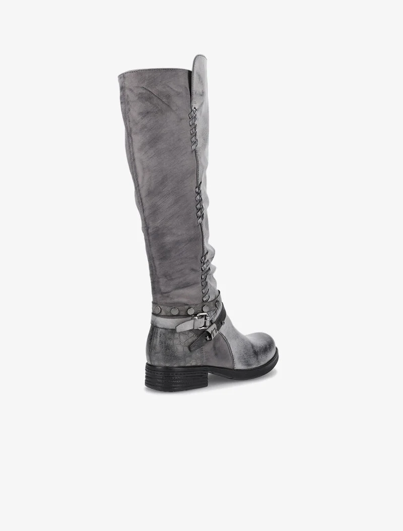 Bottes bimatière sanglées - gris