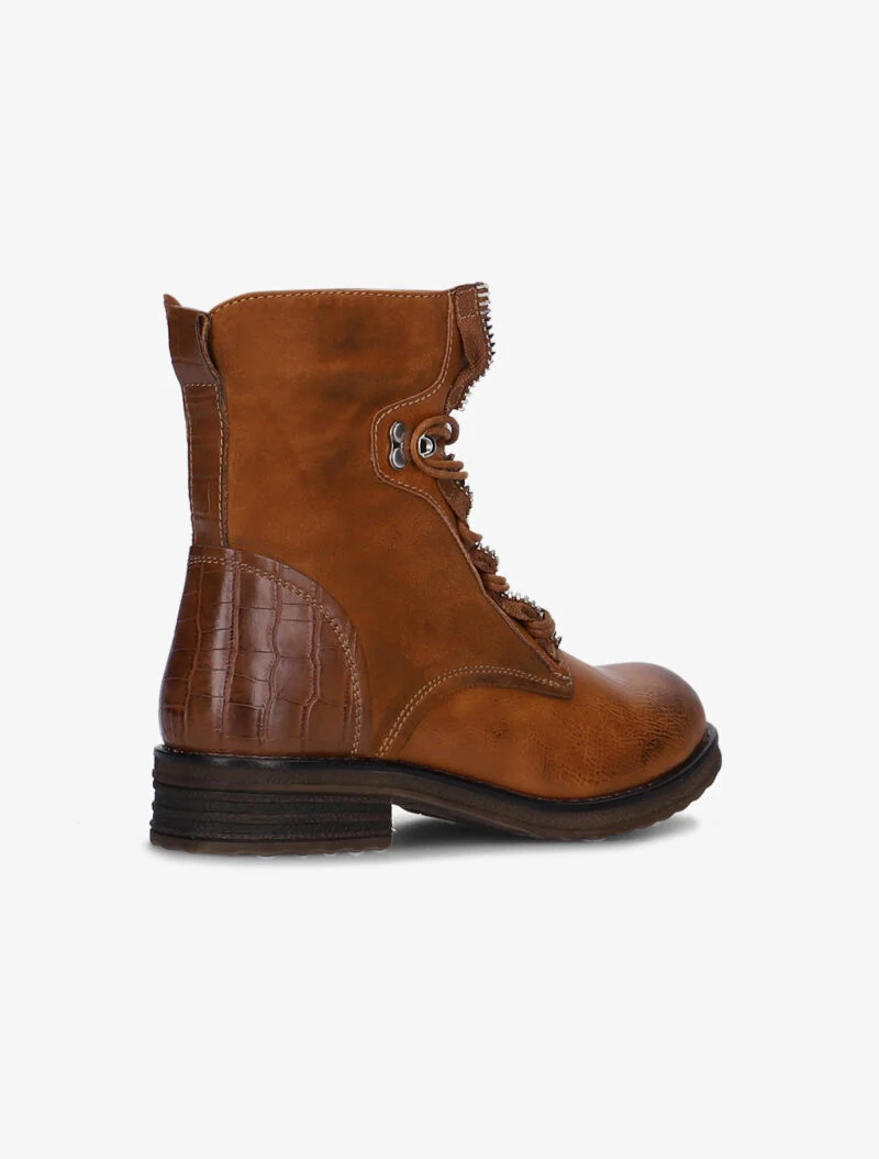 Boots bimatière à lacets - camel