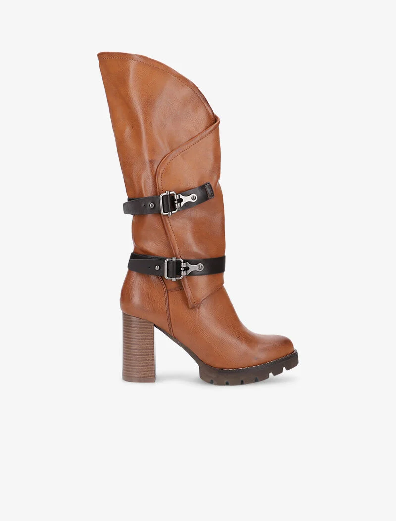Bottes à revers asymétrique - camel