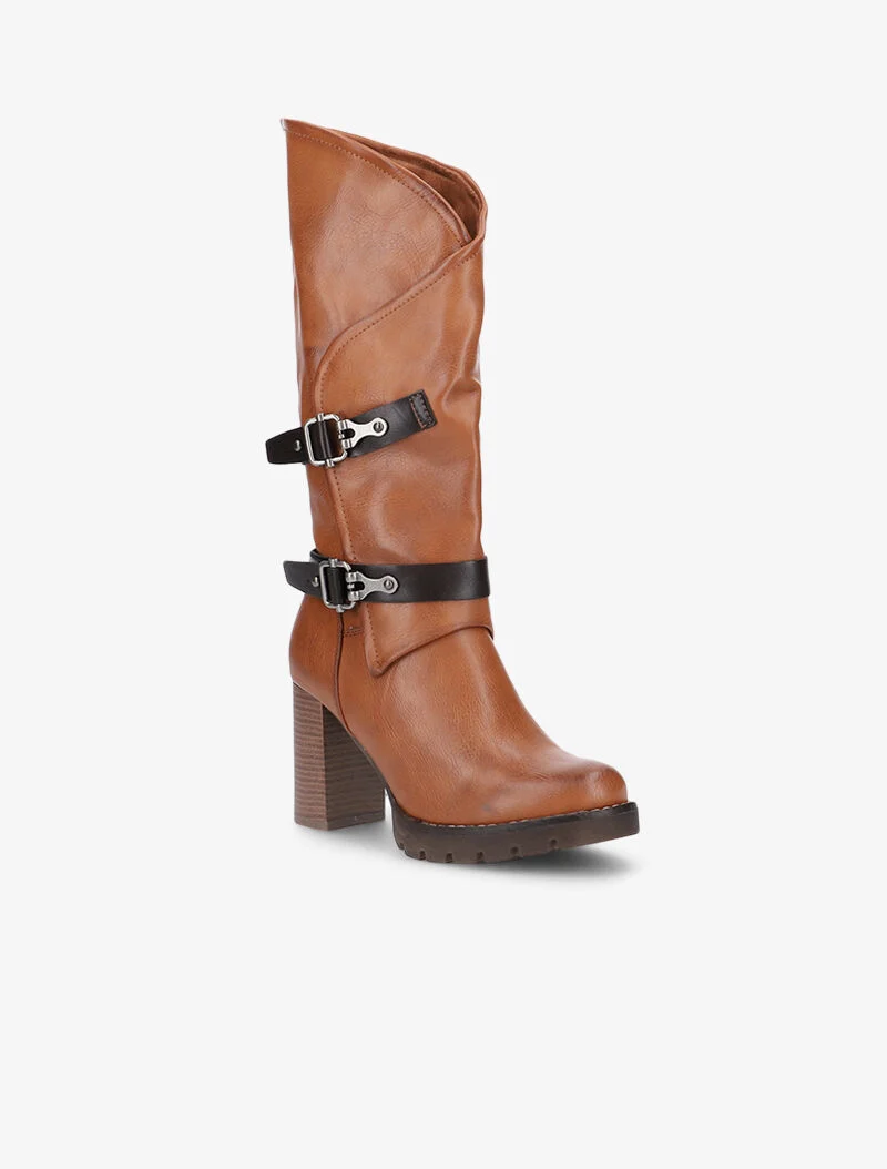 Bottes à revers asymétrique - camel