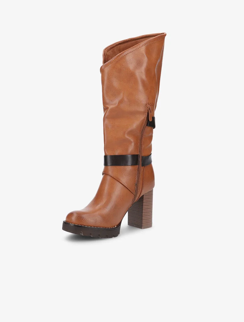 Bottes à revers asymétrique - camel