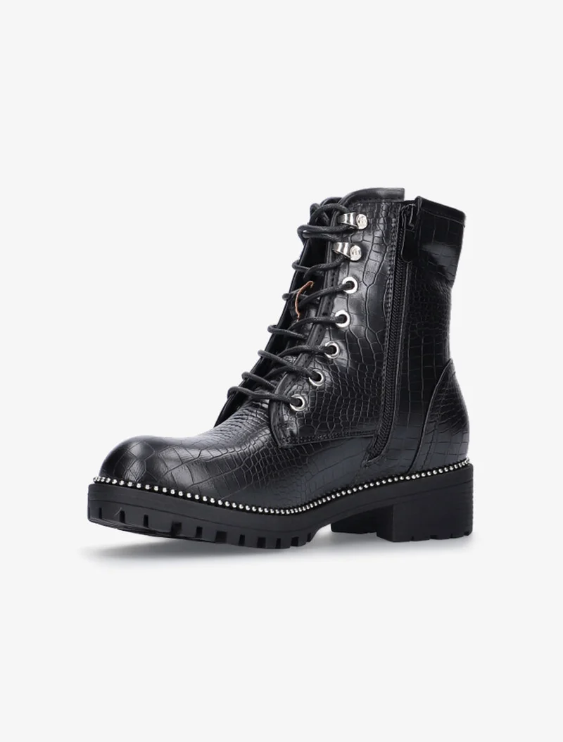 Boots effet croco intérieur fourré - Noir