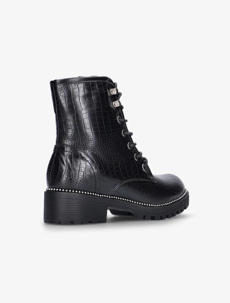 Boots effet croco intérieur fourré - Noir