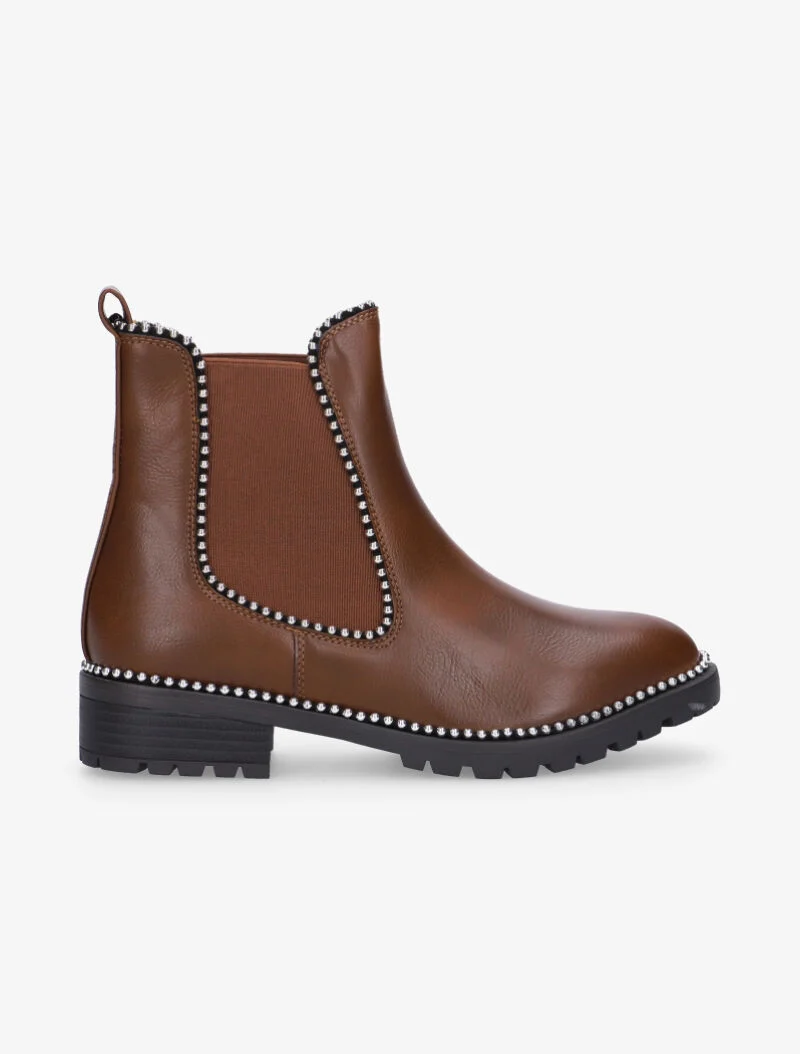 Chelsea boots casual à billes - marron