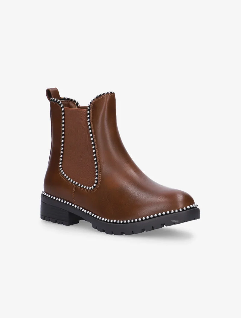 Chelsea boots casual à billes - marron