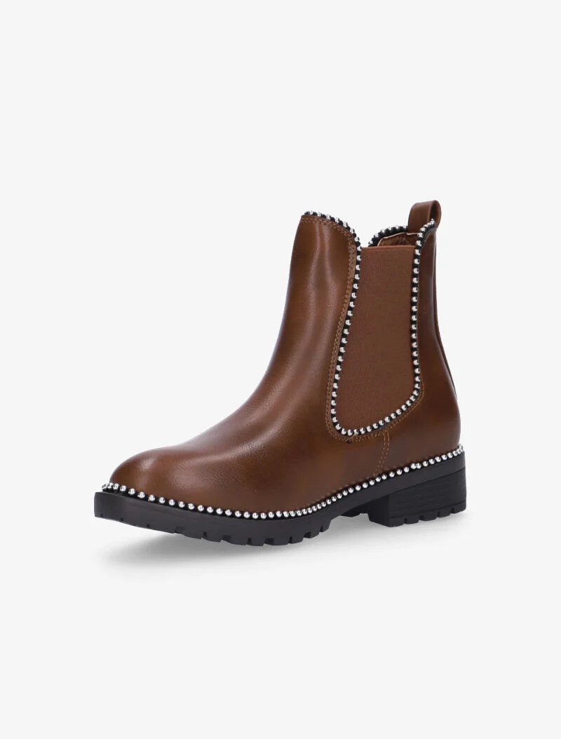 Chelsea boots casual à billes - marron