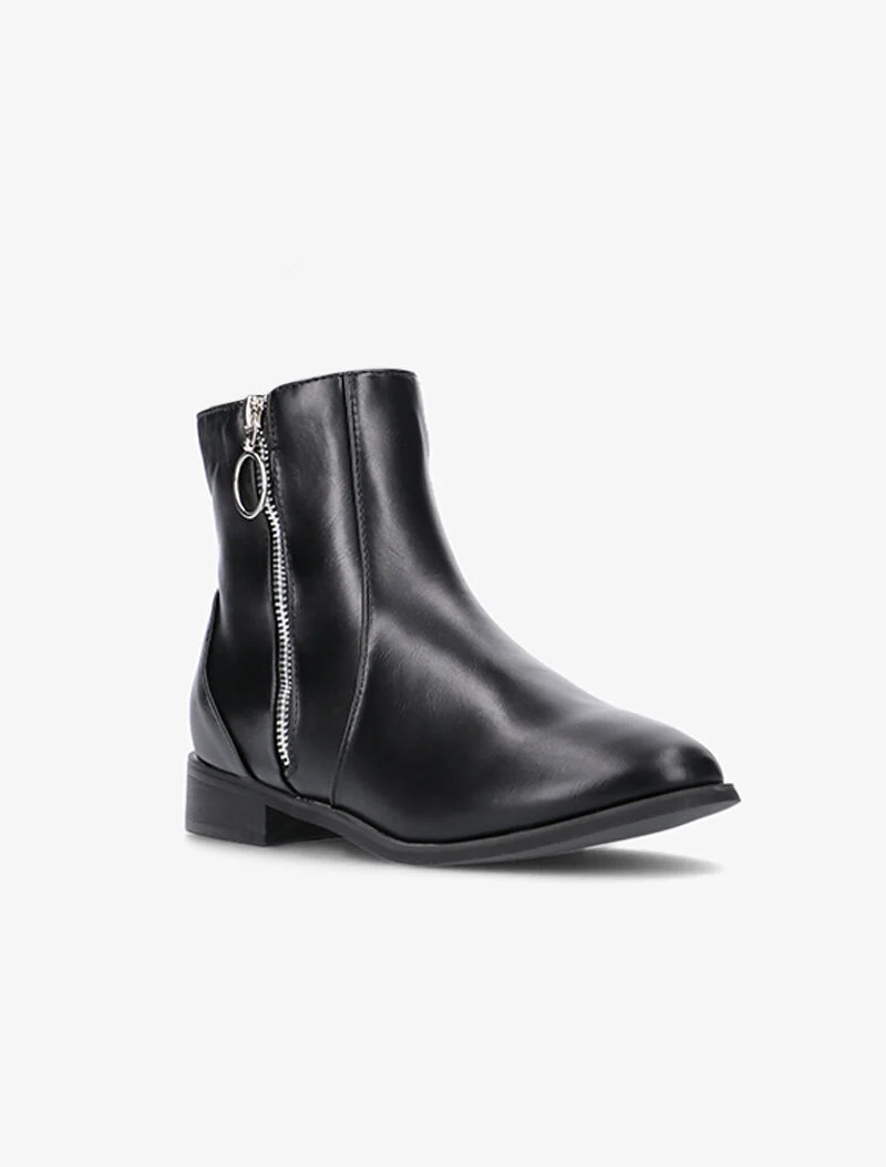 Boots en simili à zip ondulé - noir