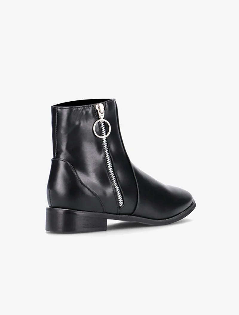Boots en simili à zip ondulé - noir