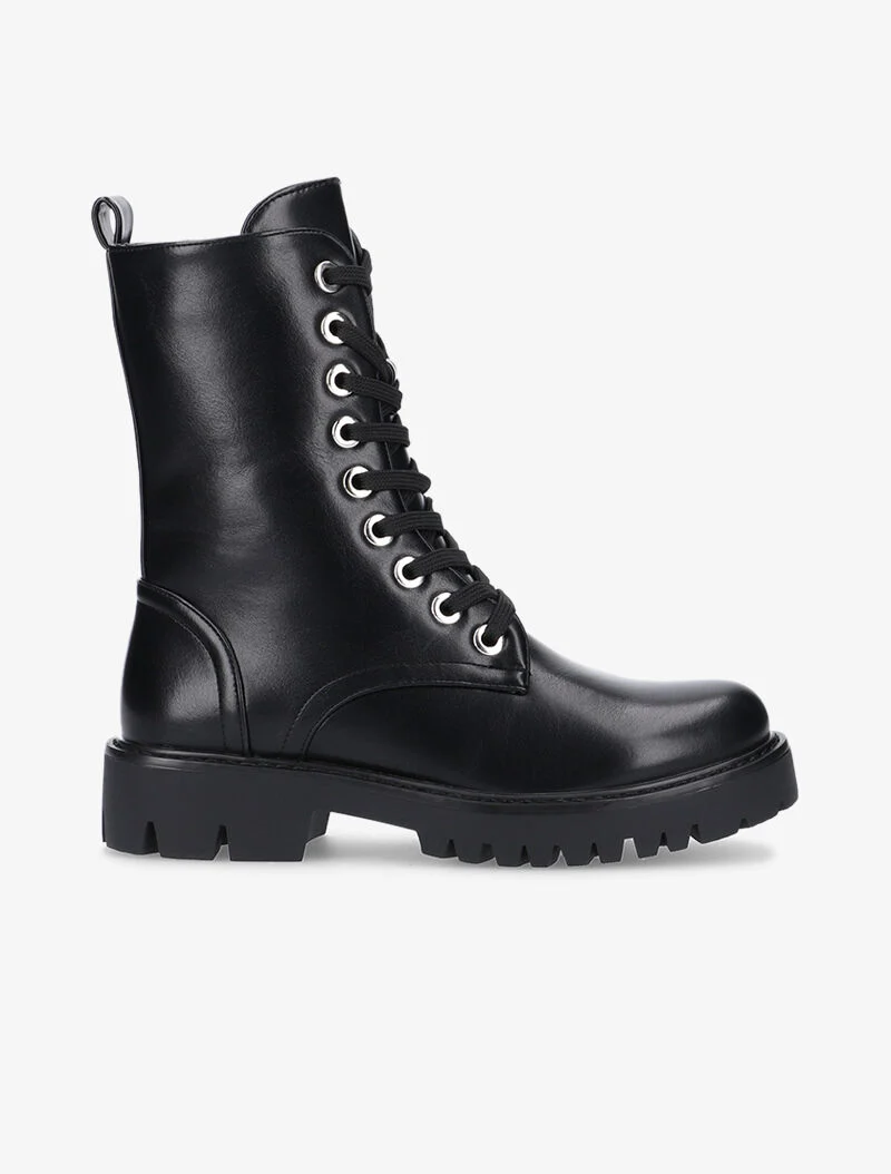 Boots lacées en simili - noir