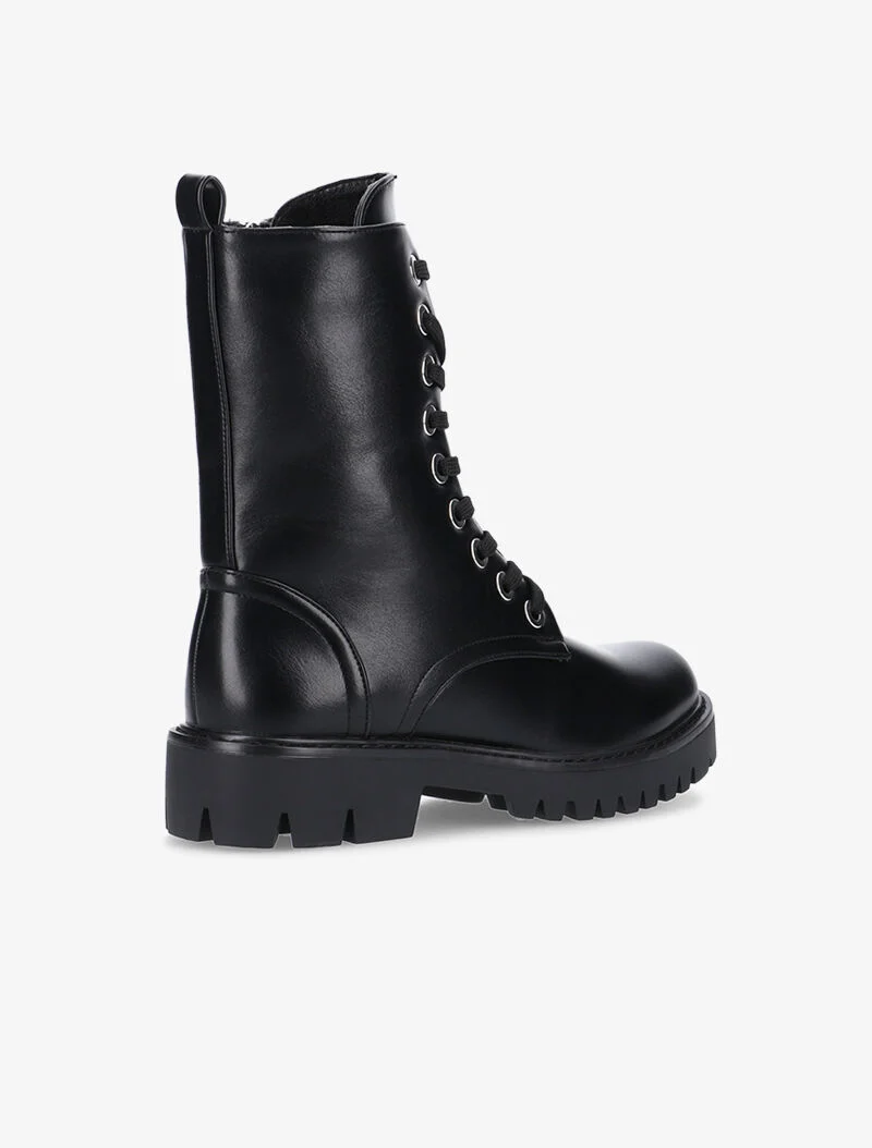 Boots lacées en simili - noir