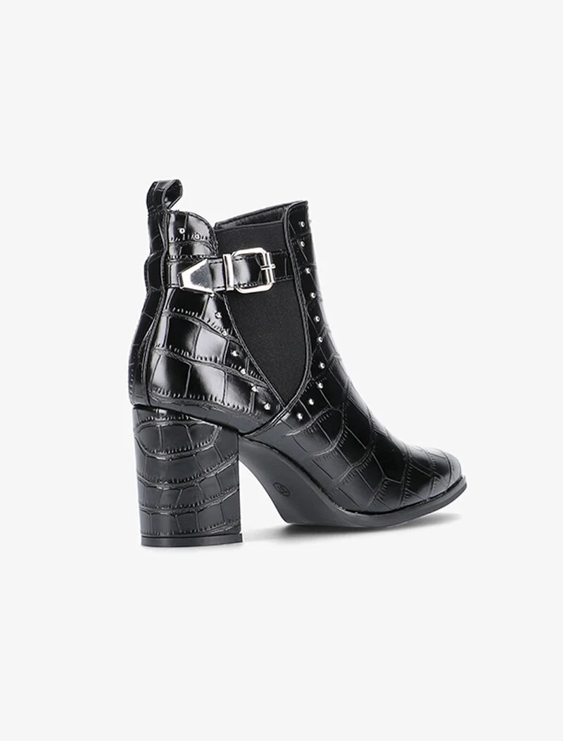 Bottines croco à bouts pointus - noir
