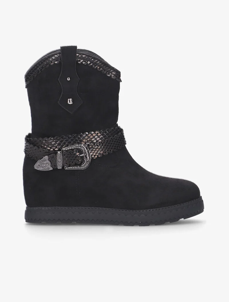 Boots compensées à détails python - noir