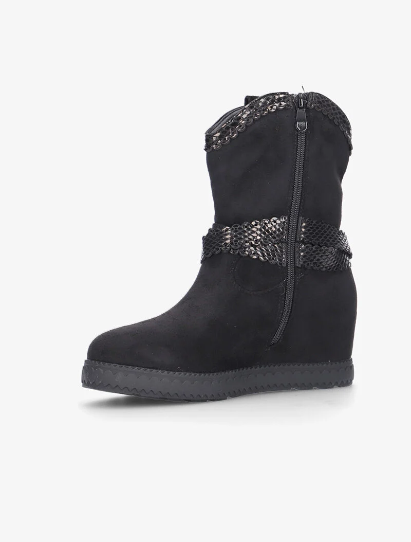 Boots compensées à détails python - noir