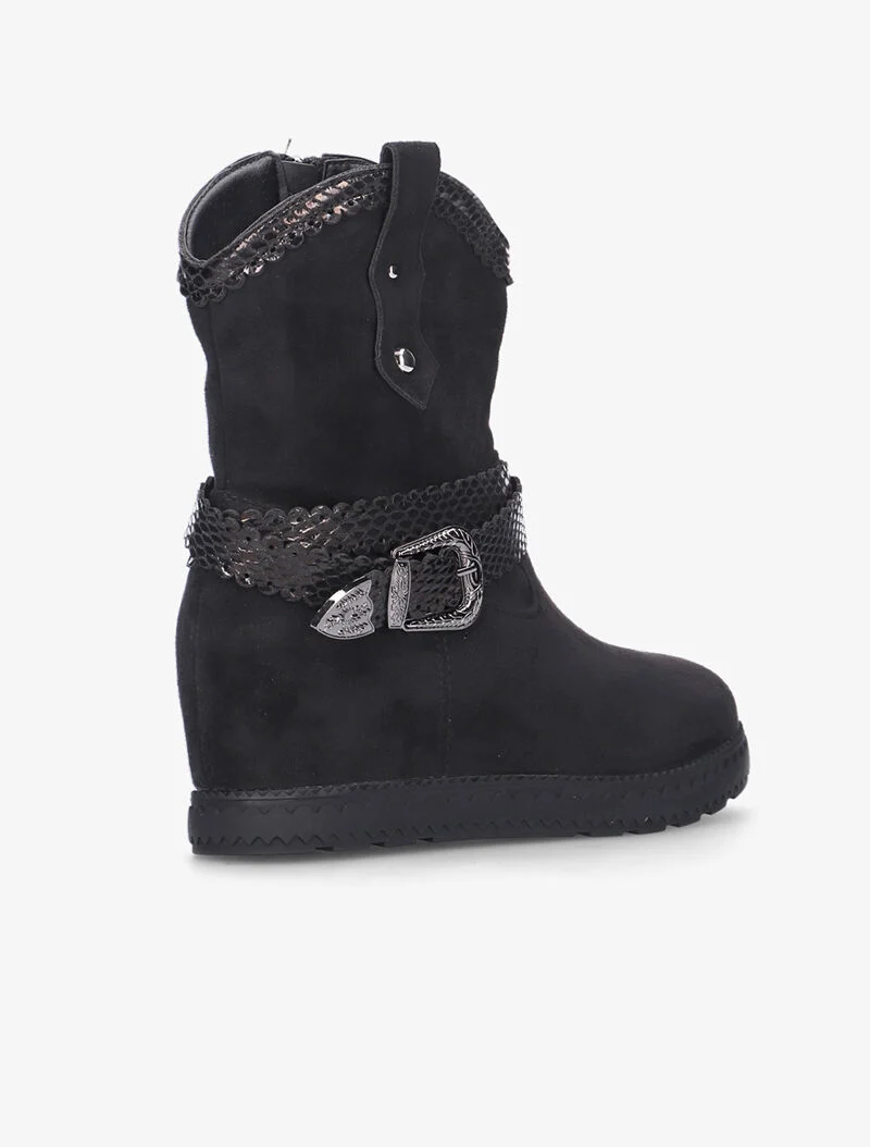 Boots compensées à détails python - noir