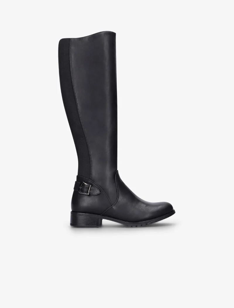 Bottes style cavalière à bandes stretch - noir