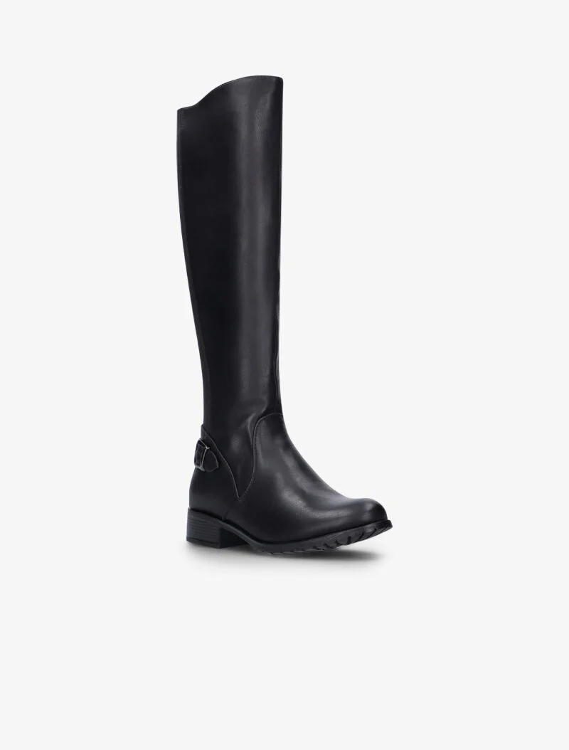 Bottes style cavalière à bandes stretch - noir