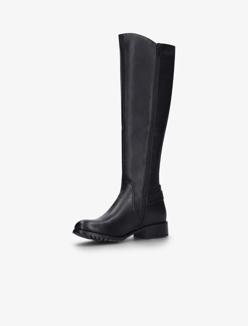 Bottes style cavalière à bandes stretch - noir