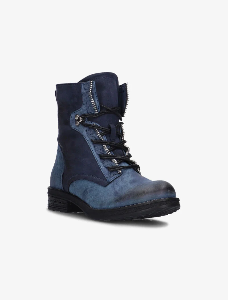 Boots bimatière à lacets - bleu