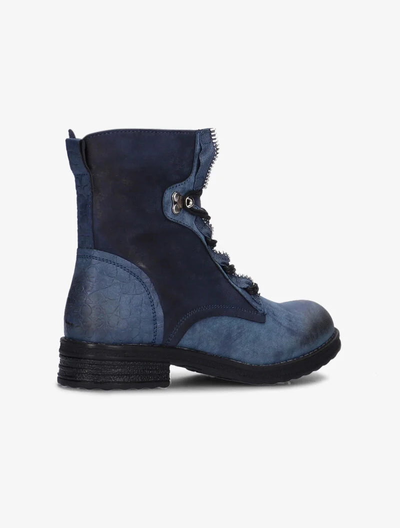 Boots bimatière à lacets - bleu