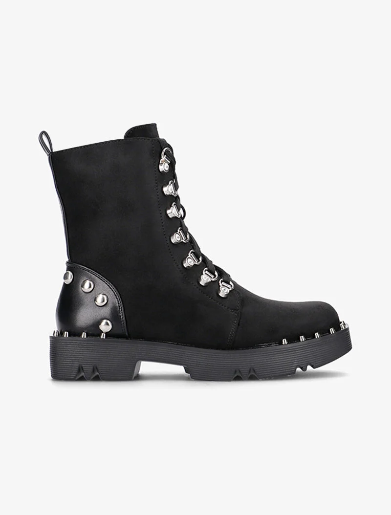 Boots rock bimatière à semelle carrée - noir