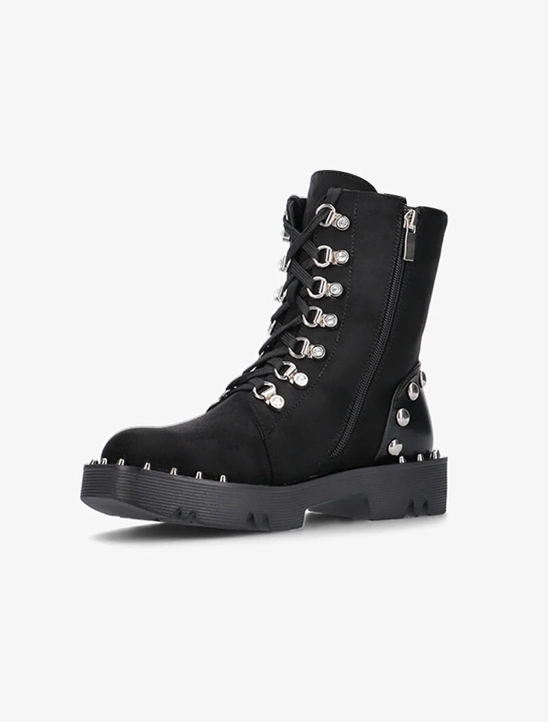 Boots rock bimatière à semelle carrée - noir