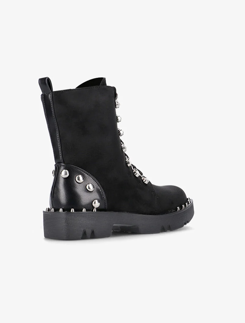 Boots rock bimatière à semelle carrée - noir