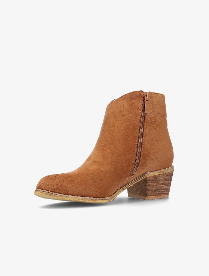 Bottines en suédine à côté frangé - camel