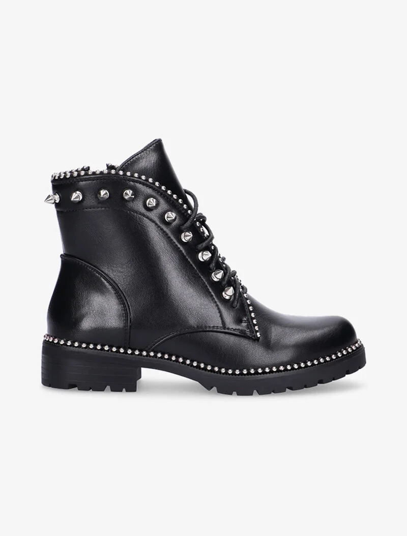 Boots arrondies à picots et billes - noir