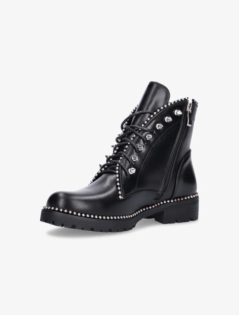 Boots arrondies à picots et billes - noir