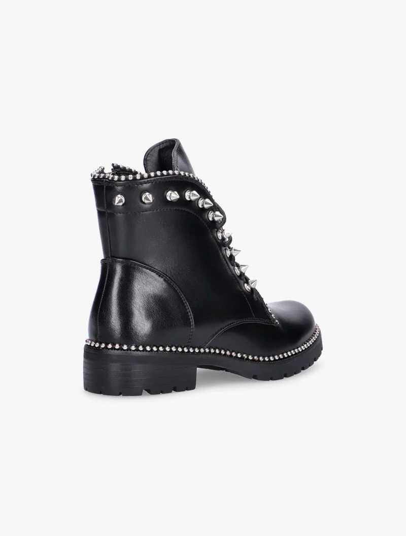 Boots arrondies à picots et billes - noir
