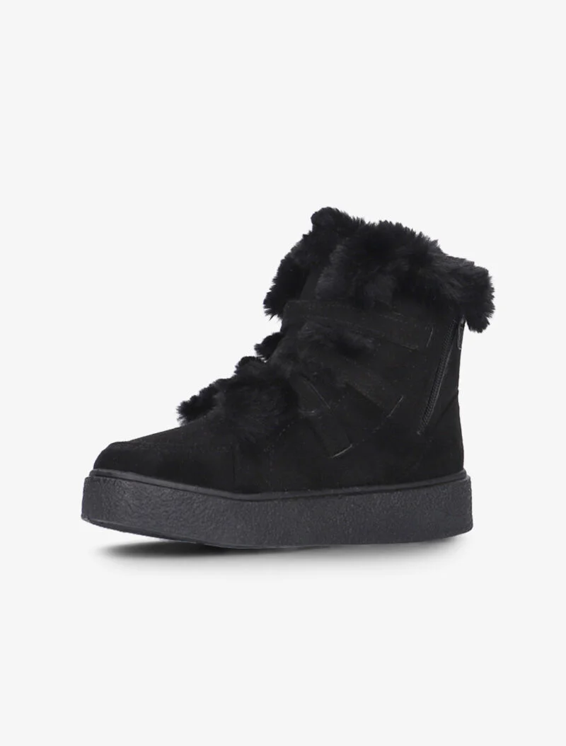 Boots à fourrure synthétique et sanglées - noir
