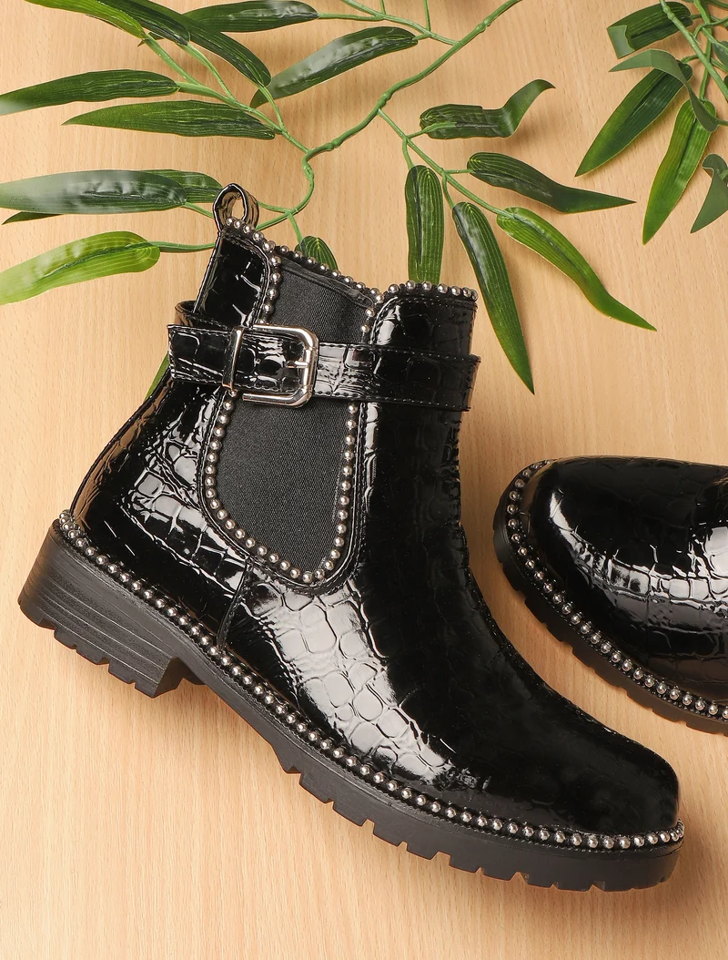 Bottines texturées à billes - noir