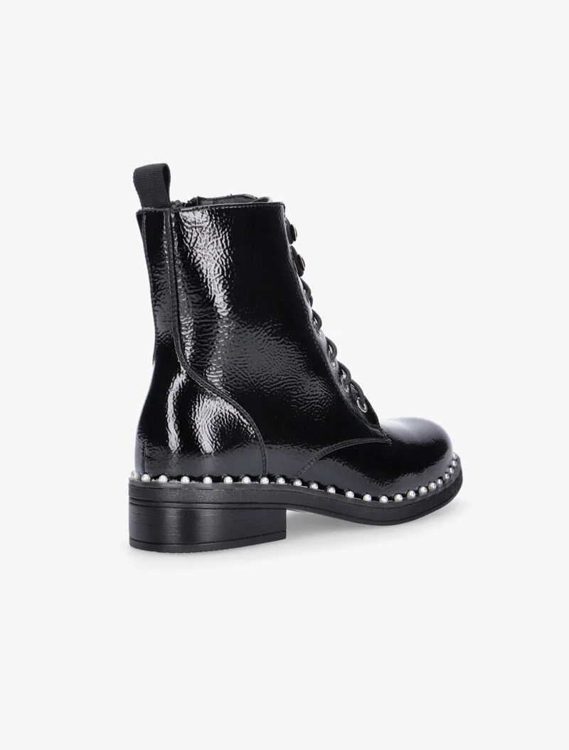 Boots vernies à tour de semelle perlé - noir