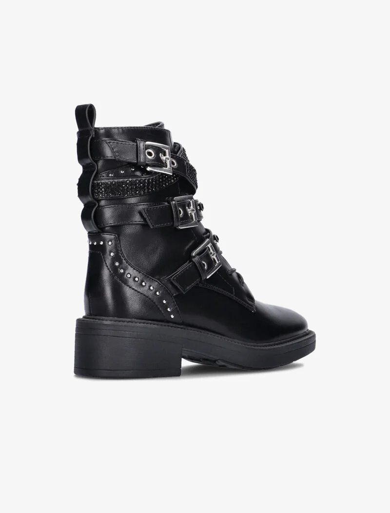 Boots à multi-sangles perlées et strass - noir