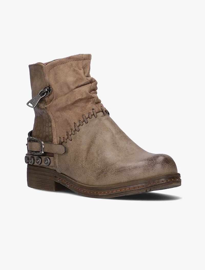 Boots rock à zips et texturées - taupe