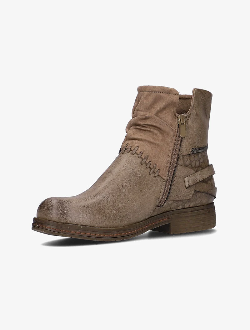 Boots rock à zips et texturées - taupe