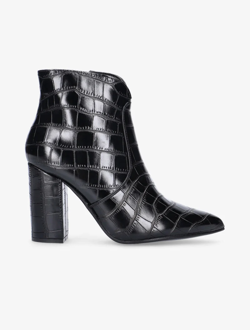 Bottines croco fendues - noir