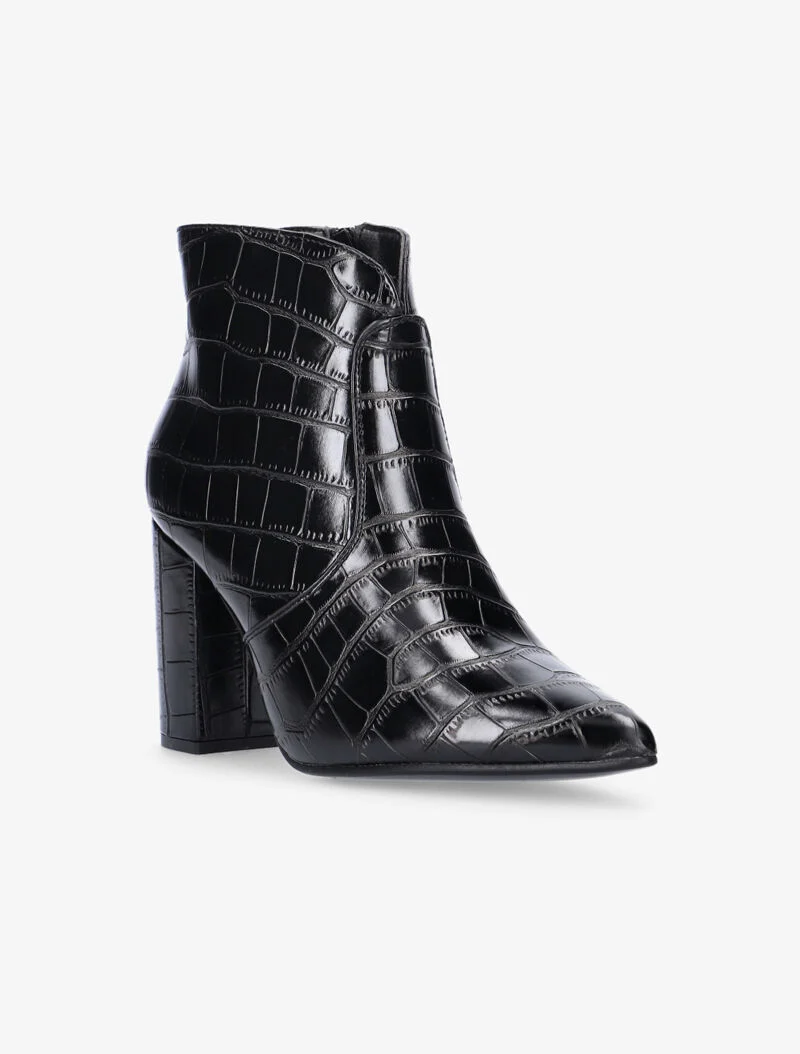 Bottines croco fendues - noir
