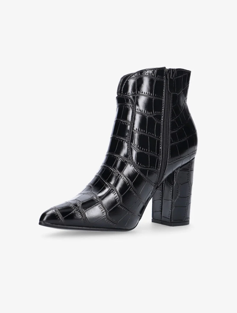 Bottines croco fendues - noir