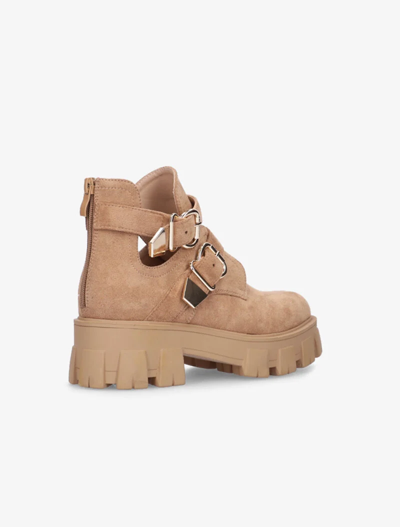 Boots à gros crans et brides - camel