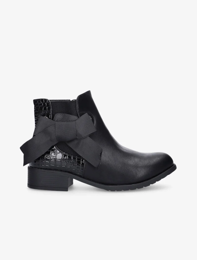 Bottines texturées à noeud - noir