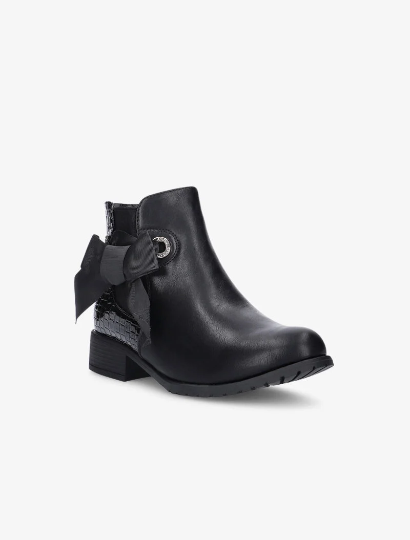 Bottines texturées à noeud - noir